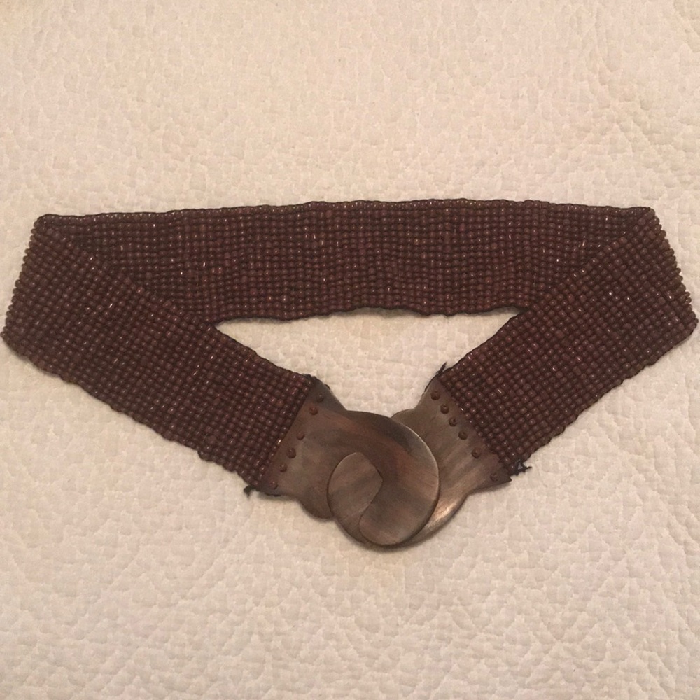Wide waist beaded belt